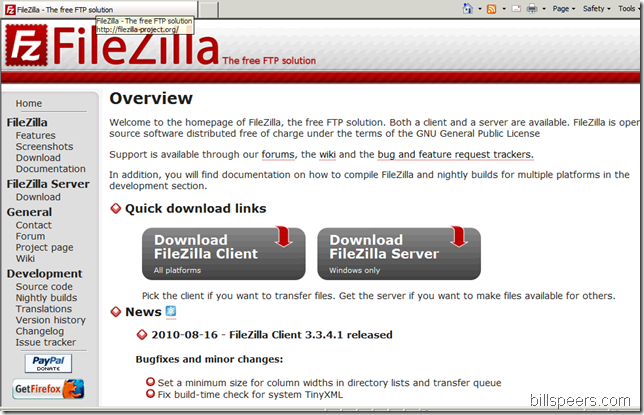 filezilla server interface
