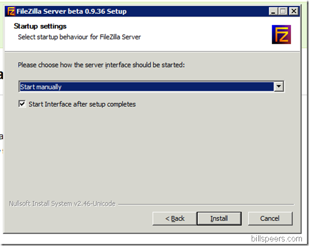 creating a windows filezilla server setup